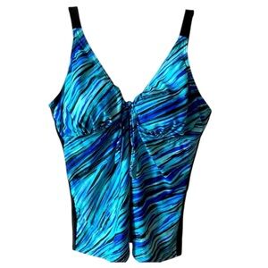 EUC ATTRACO Swimwear, Tankini, Swim Top, Plus Sz 2XL,XXL, Contrast, Geometric
